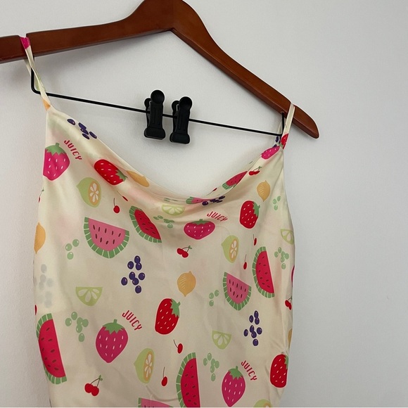 Peppermayo Cream Slip Satin Fruit Dress - Picture 2 of 12